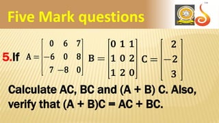 Matrices Questions & Answers | PDF
