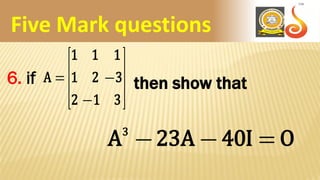 Matrices Questions & Answers | PDF