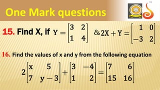 Matrices Questions & Answers | PDF