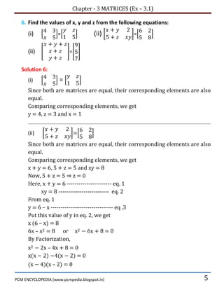 Matrices solved ex 3.1 | PDF