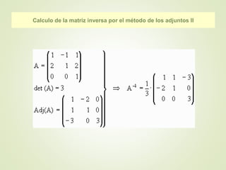 Calculo de la matriz inversa por el método de los adjuntos II
 