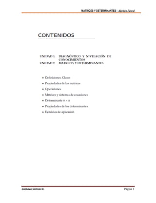 MATRICES Y DETERMINANTES | Algebra Lineal
Gustavo Salinas E. Página 1
 