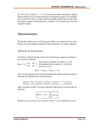 MATRICES Y DETERMINANTES | Algebra Lineal
Gustavo Salinas E. Página 26
 