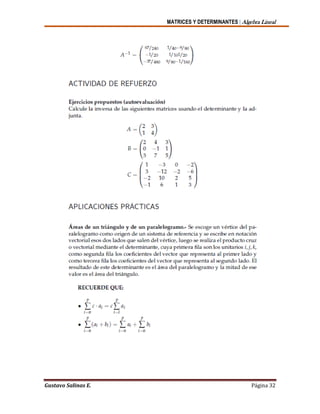 MATRICES Y DETERMINANTES | Algebra Lineal
Gustavo Salinas E. Página 32
 