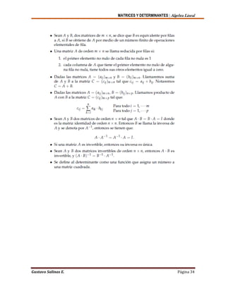 MATRICES Y DETERMINANTES | Algebra Lineal
Gustavo Salinas E. Página 34
 