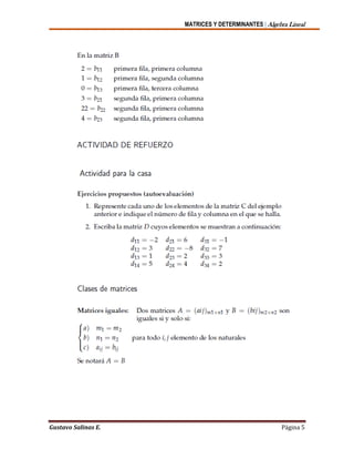 MATRICES Y DETERMINANTES | Algebra Lineal
Gustavo Salinas E. Página 5
 