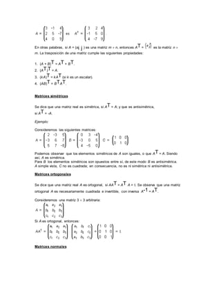 Matriz Real Matrices y determinantes | DOC