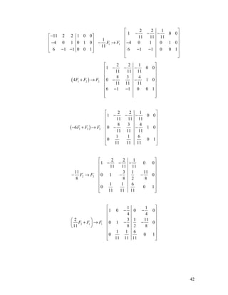42
1 1
2 2 1
1 0 0
11 2 2 1 0 0 11 11 11
1
4 0 1 0 1 0 4 0 1 0 1 0
11
6 1 1 0 0 1 6 1 1 0 0 1
F F
 
− − − − 
  
− − → −  
  − − − −   
 
( )1 2 2
2 2 1
1 0 0
11 11 11
8 3 4
4 0 1 0
11 11 11
6 1 1 0 0 1
F F F
 
− − − 
 
 + → − −
 
 
− − 
  
( )1 3 3
2 2 1
1 0 0
11 11 11
8 3 4
6 0 1 0
11 11 11
1 1 6
0 0 1
11 11 11
F F F
 
− − − 
 
 − + → − −
 
 
 
  
2 2
2 2 1
1 0 0
11 11 11
11 3 1 11
0 1 0
8 8 2 8
1 1 6
0 0 1
11 11 11
F F
 
− − − 
 
 − → − −
 
 
 
  
2 1 1
1 1
1 0 0 0
4 4
2 3 1 11
0 1 0
11 8 2 8
1 1 6
0 0 1
11 11 11
F F F
 
− − 
 
   + → − −    
 
 
  
 