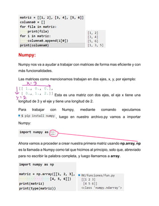 MatricesYVectoresIntroduccionnUMPY...... | PDF