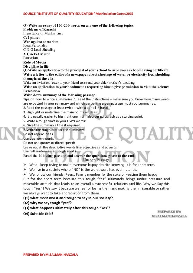 Problem of karachi essay  Term paper Sample March 2020 