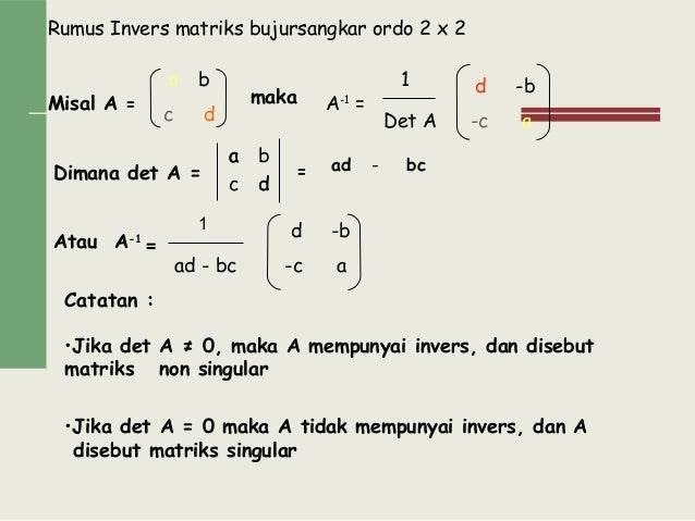 Rumus Matriks Invers Ab Matematika Dasar