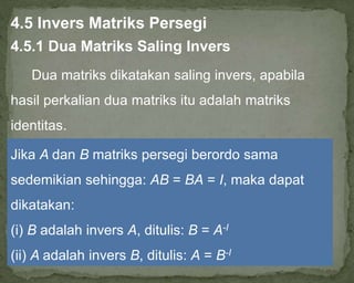 Matriks Invers Identitas Matriks Kelas X | PPTX