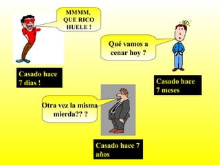 Casado hace 7 dias ! MMMM,  QUE RICO HUELE ! Casado hace 7 meses Qué vamos a cenar hoy ? Casado hace 7 años Otra vez la misma mierda?? ? 