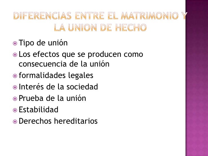 Matrimonio y union de hecho