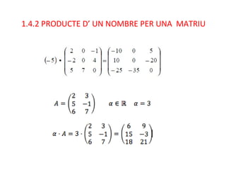 1.4.2 PRODUCTE D’ UN NOMBRE PER UNA MATRIU
 