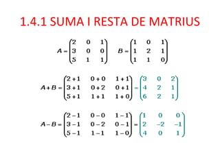 1.4.1 SUMA I RESTA DE MATRIUS
 