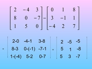 = 5-2 -4-1 3-8 8-3 0-(-1) -7-1 1-(-4) 2-0 0-7 = 2 -5 -5 5 1 -8 5 3 -7 