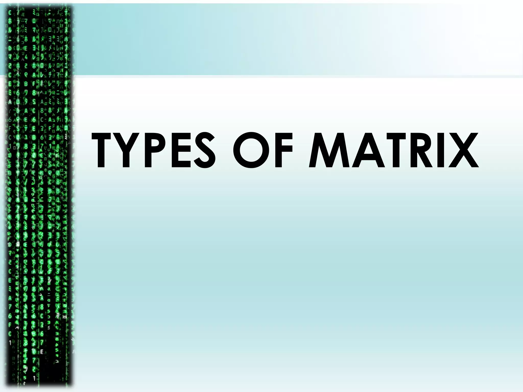 TYPES OF MATRIX
 