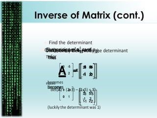 Inverse of Matrix (cont.)
 