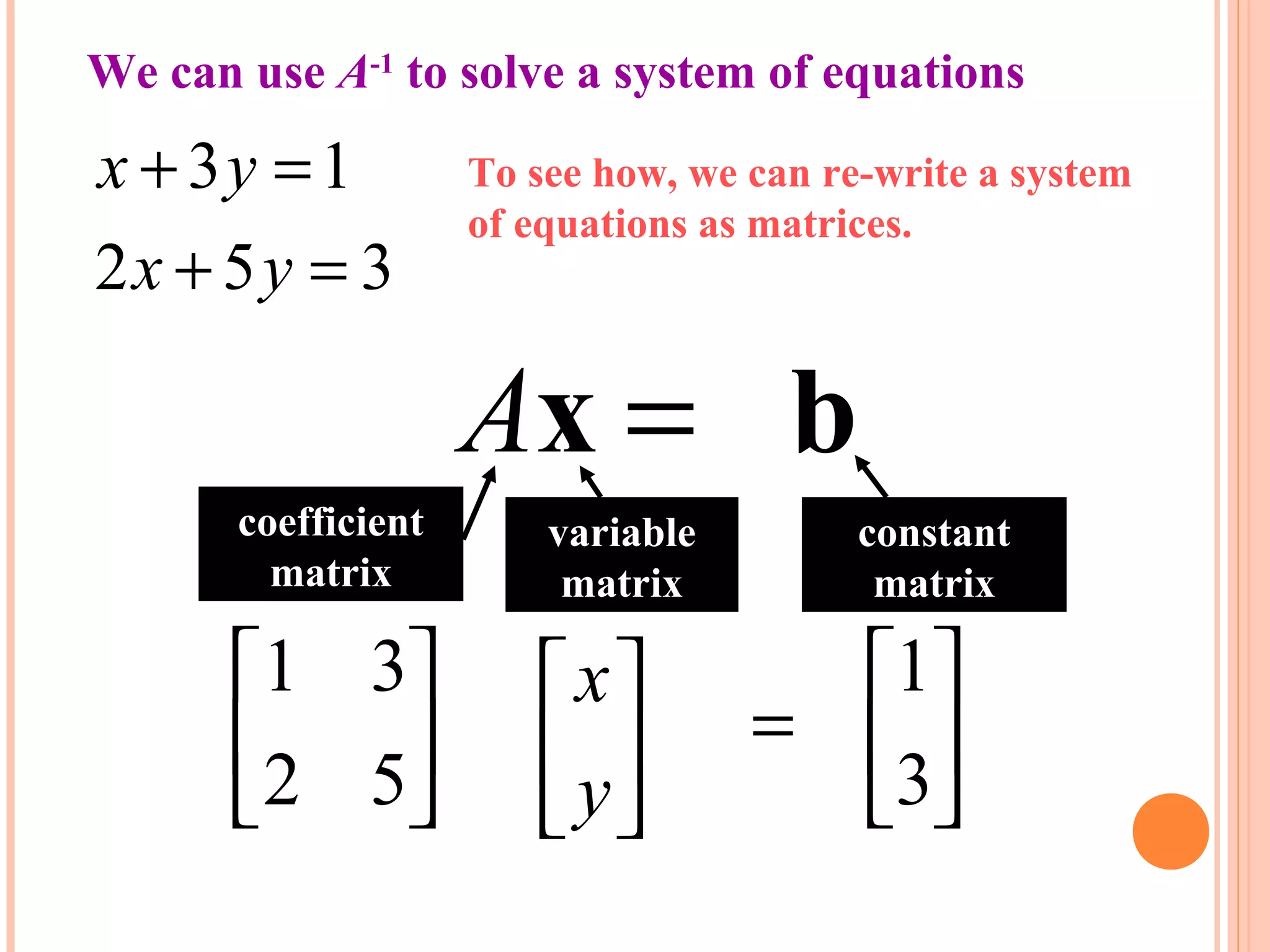 Matrix algebra | PPT