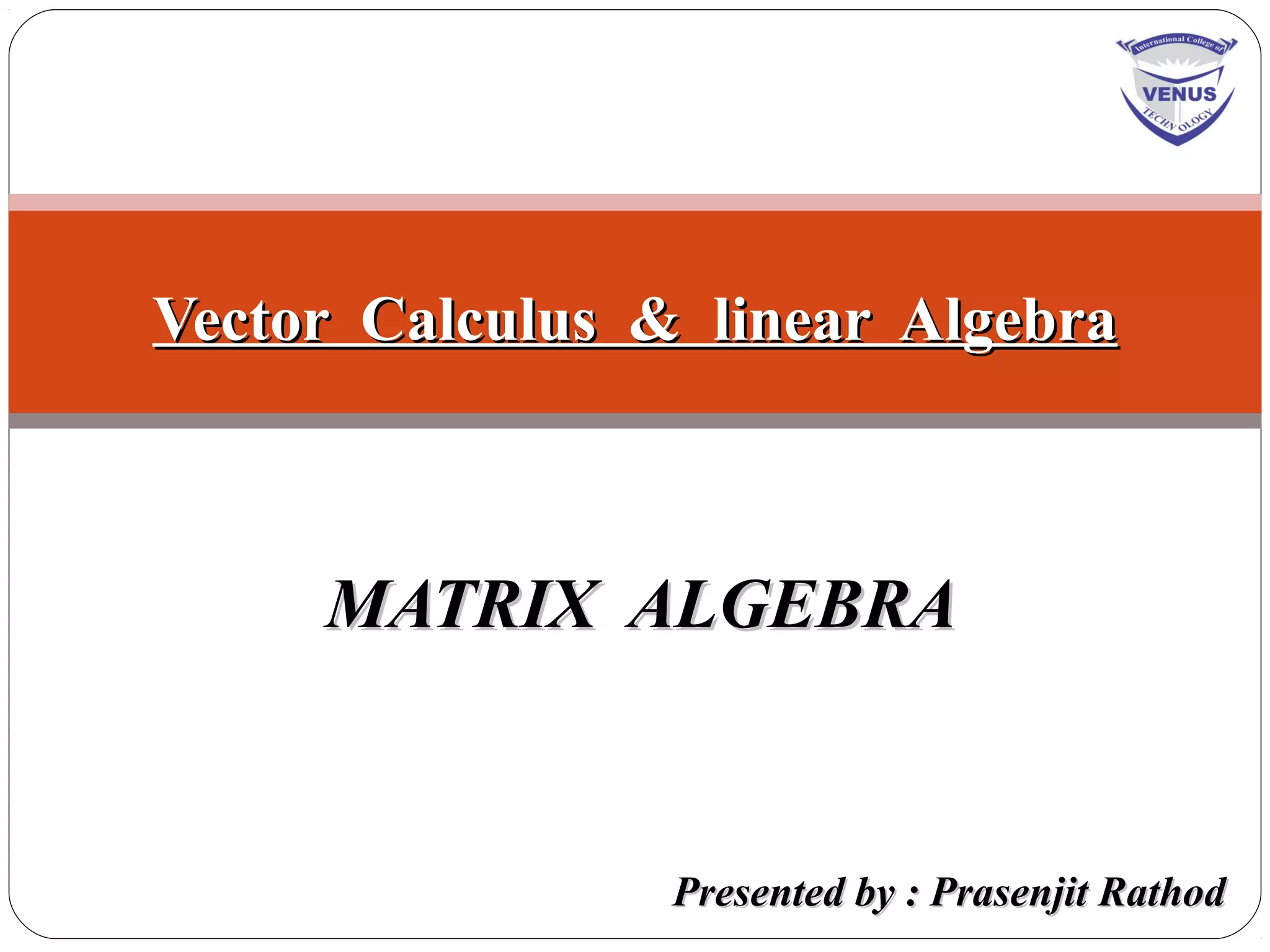 Matrix algebra | PPT