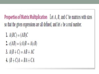 definition types operations properties application of matrices | PPT