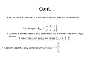 Brief review on matrix Algebra for mathematical economics | PPTX