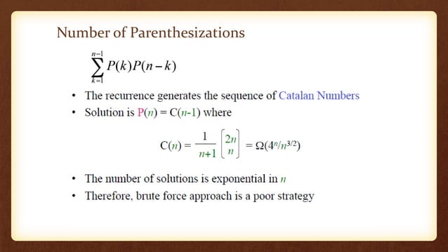Matrix chain multiplication in design analysis of algorithm | PPTX
