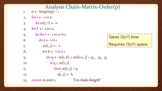 Matrix chain multiplication in design analysis of algorithm | PPTX