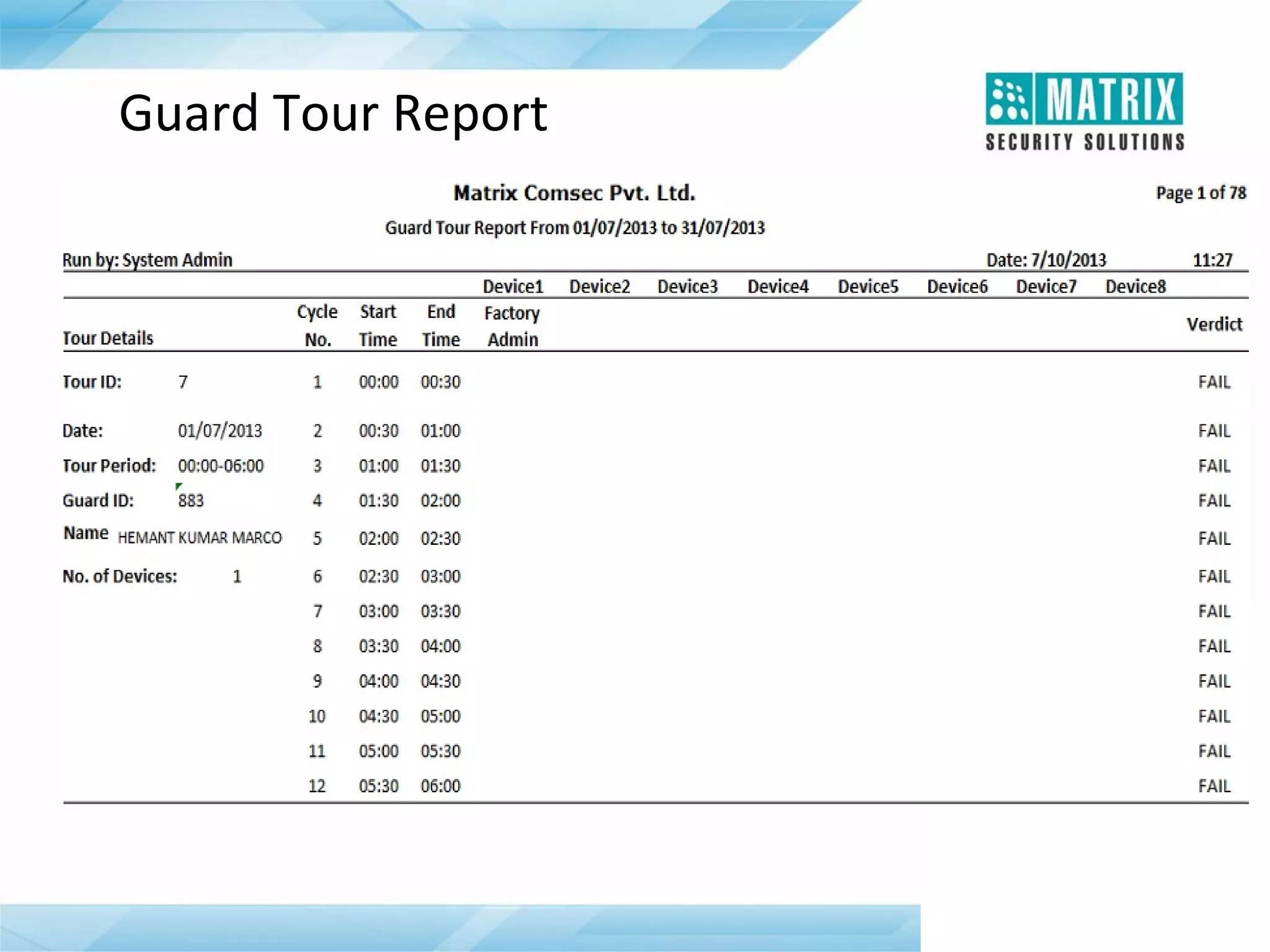 Guard Tour Report

 