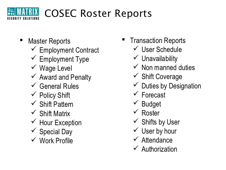 Roster Management Module (RSM)