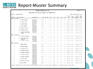 Report-Muster Summary
 
