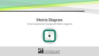 CITOOLKIT
Matrix Diagram
Enhancing Decision Quality with Matrix Diagrams
 
