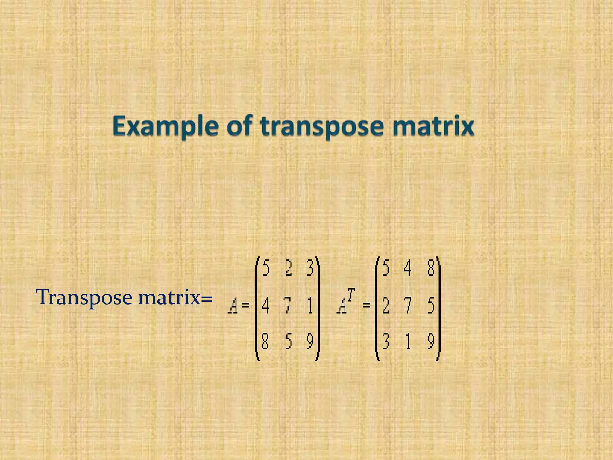 Transpose matrix=
 