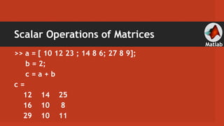 Matrix Manipulation in Matlab | PPSX