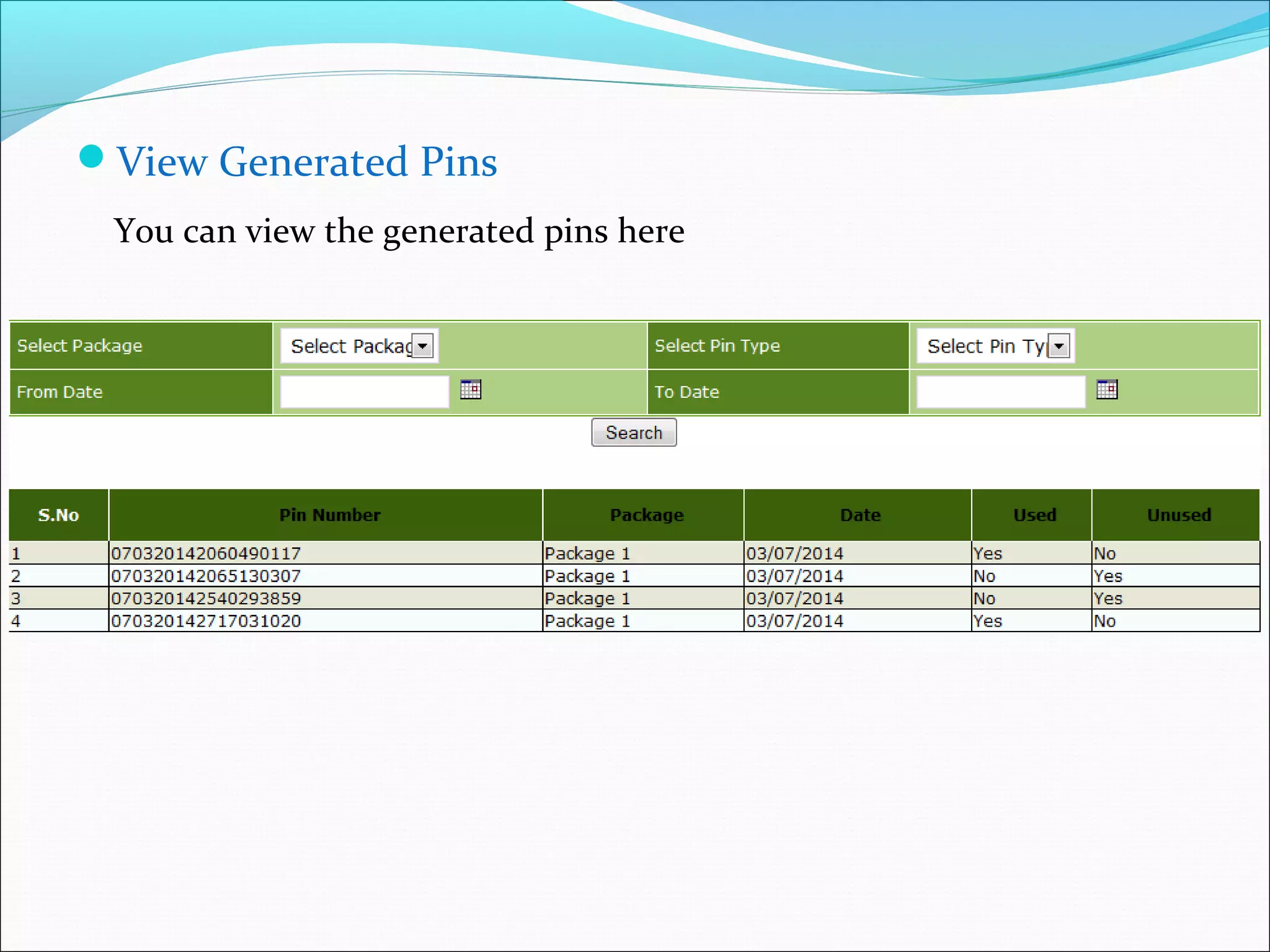 View Generated Pins
You can view the generated pins here
 