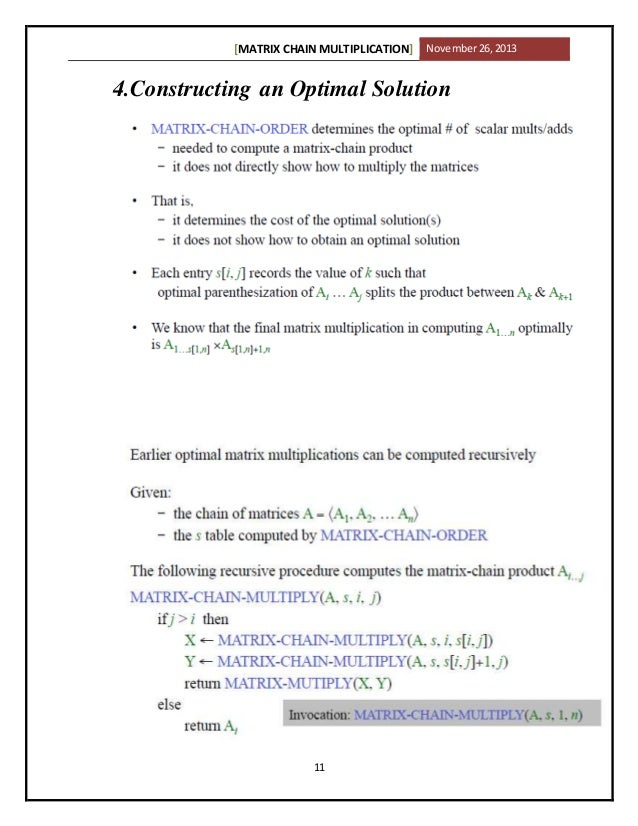 matrix chain multiplication table matrix chain multiplication table