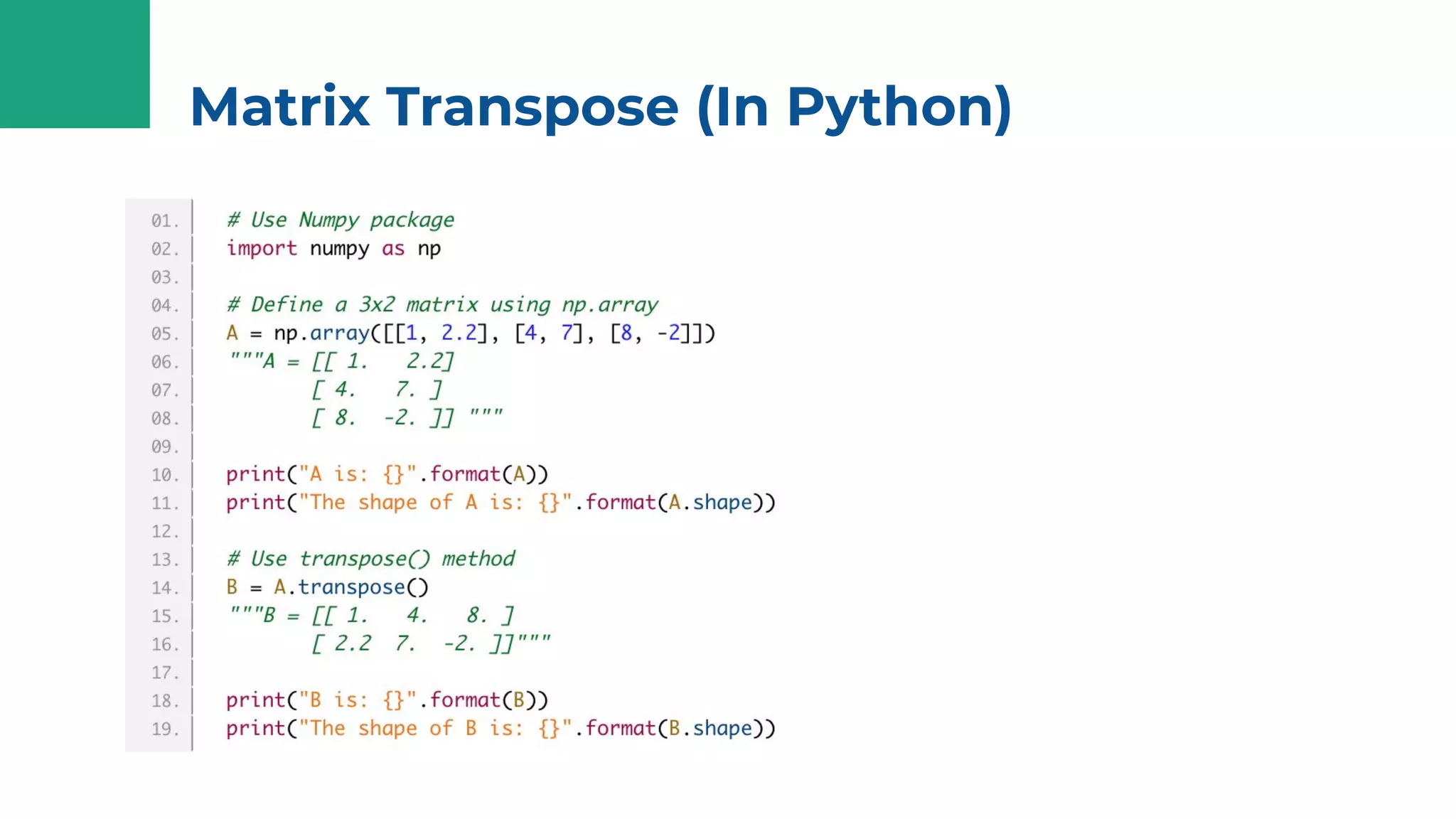 Matrix operations in practice using python | PDF