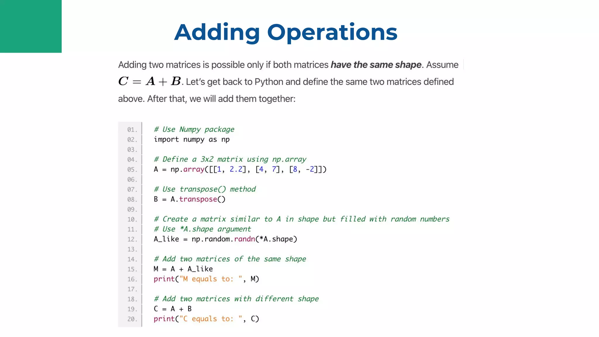 Matrix operations in practice using python | PDF