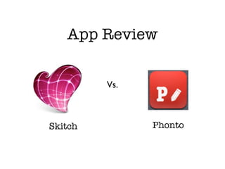 App Review


         Vs.



Skitch         Phonto
 