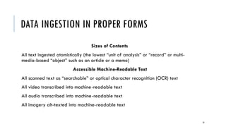 VARIABLES FOR MATRIX COMPARISONS
IN NVIVO 11
Any text (at the most atomistic level)
Any groups of text or multimedia
represented by text descriptors (folders
of contents)
Any codes (nodes, case nodes)
Any groups of nodes
Any “coded by” set (of codes / nodes)
 Coder-based comparisons
Any attributes or variables
 Such as indicated by classification sheets
Any categorical variables
Any relationships
Any models
Any model items
16
 
