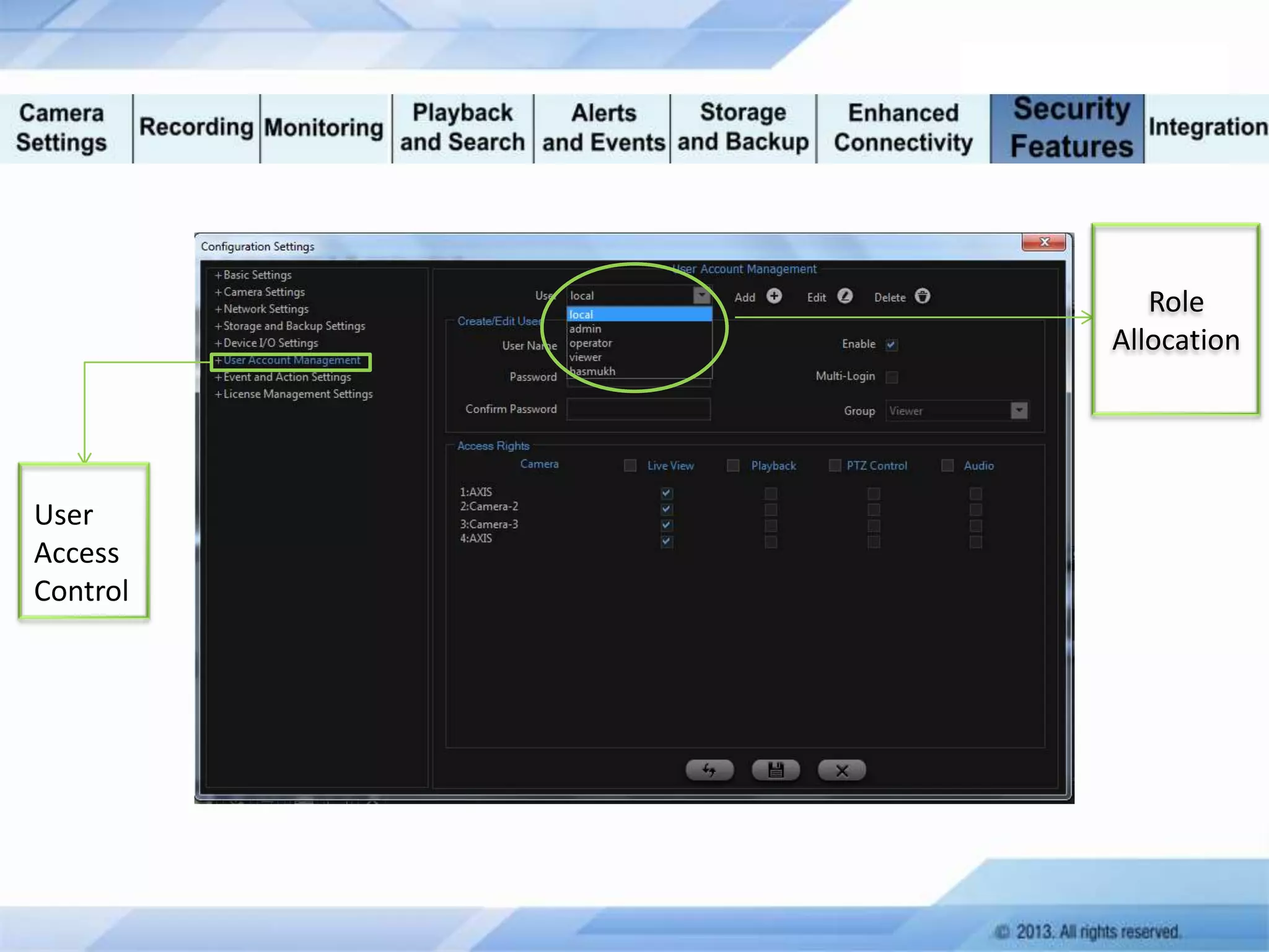 Role
Allocation

User
Access
Control

 
