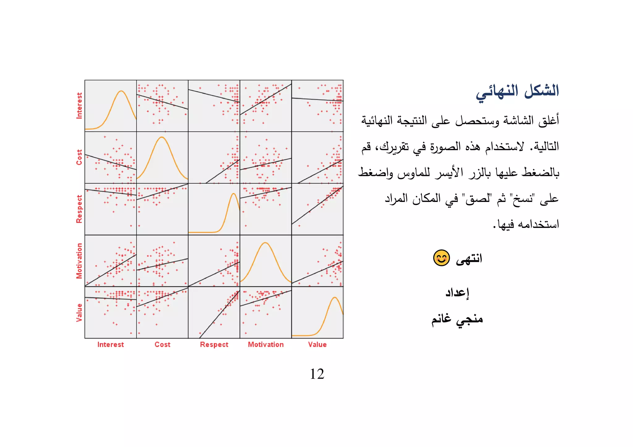 12
‫النهائي‬ ‫الشكل‬
‫النهائية‬ ‫النتيجة‬ ‫على‬ ‫وستحصل‬ ‫الشاشة‬ ‫أغلق‬
‫قم‬ ،‫يرك‬‫ر‬‫تق‬ ‫في‬ ‫ة‬‫ر‬‫الصو‬ ‫هذه‬ ‫الستخدام‬ .‫التالية‬
‫اضغط‬‫و‬ ‫للماوس‬ ‫األيسر‬ ‫بالزر‬ ‫عليها‬ ‫بالضغط‬
‫في‬ "‫"لصق‬ ‫ثم‬ "‫"نسخ‬ ‫على‬‫المكان‬‫ا‬‫اد‬‫ر‬‫لم‬
.‫فيها‬ ‫استخدامه‬
‫انتهى‬
‫إعداد‬
‫من‬‫ج‬‫غانم‬ ‫ي‬
 