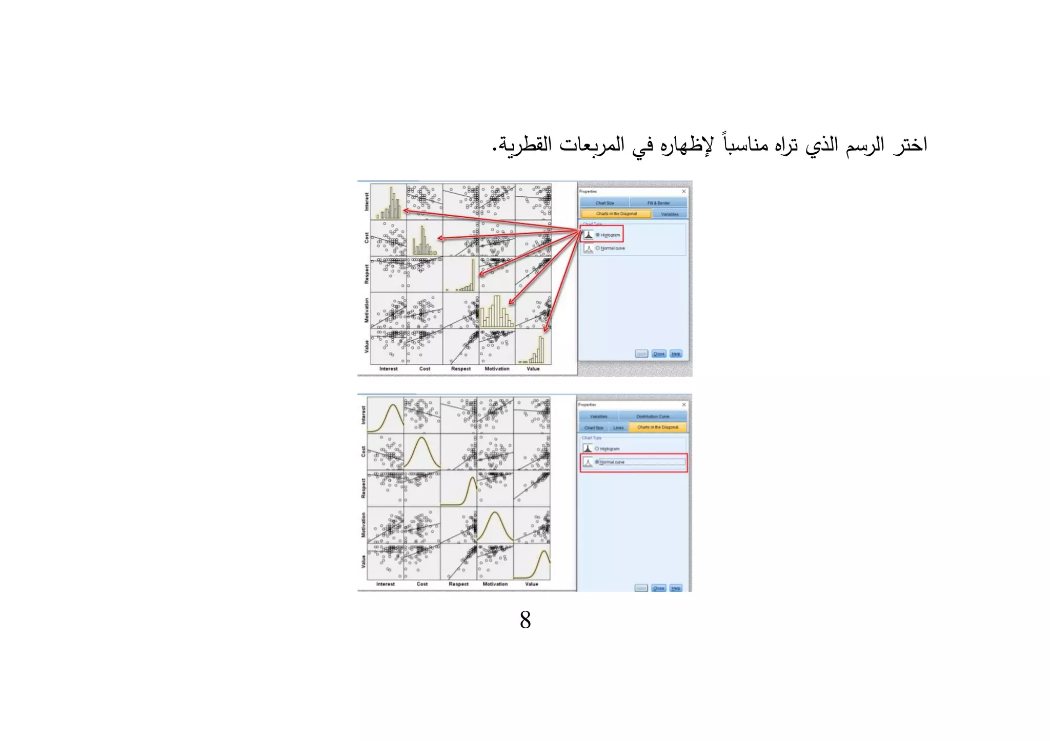 8
.‫ية‬‫ر‬‫القط‬ ‫بعات‬‫ر‬‫الم‬ ‫في‬ ‫ه‬‫ر‬‫إلظها‬ ً‫ا‬‫مناسب‬ ‫اه‬‫ر‬‫ت‬ ‫الذي‬ ‫الرسم‬ ‫اختر‬
 