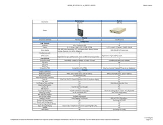 MATRIX_SETU ATA211G _vs_PORTECH MV 370                                                                                 Matrix Comsec




                                                                                                             Matrix Comsec                                                          Portech
                                                   Description
                                                                                                               ATA211G                                                              MV-370




                                                      Photo




                                                                                                                          Physical
                                              Dimensions (WxHxD)                                              79x105x27 mm                                                      17x3.9x14.5cm
                                                                                                                       Configuration
                                                 VoIP Channels                                                       1                                                               1
                                                   Protocols                                              SIP v2, Symmetric RTP                                                     SIP
                                                    Codecs                                    G.711 A-Law, -Law, G.723, G.729A, G.729B                            G.711 u-Law,G.711 aLaw,G.729A,G.729A/B
                                                                               CNG, VAD,Echo Cancellation, FEC, Full Duplex Audio, Speech Volume
                                                  Voice Quality                                                                                                          VAD,CNG,AEC,LEC,Packet loss
                                                                               Settings, Dynamic Jitter Buffer (Adaptive)
                                               Simultaneous calls                                                    2                                                                  1
                                                  SIP Accounts                                                                                            Registration of upto 3 SIP accounts
                                                                               Registration of up to 3 SIP accounts -Same or different service provider
                                                 GSM Channels                                                        1                                                                 1
                                                 Frequency band                           Quad-Band: GSM850, EGSM900, DCS1800, PCS1900                              QuadBand:850/900/1800/1900Mhz
                                                    FXS Ports                                                        1                                                                No
                                                    LAN Ports                                                        1                                                                 1
                                                    WAN Port                                                         1                                                                 1
                                                Compatible PBXs                                          Compatible with all PBXs                           Only Few: Asterisk,Trixbox,SIP Proxy Server,VoipBuster
                                                                                                                         Features
                                                3-Party Conference                                                  Yes                                                                No
                                                Addressing Scheme                              PPPoE, DHCP,DDNS client, Static IP Address                         PPPoE, DHCP,DNS client, Static IP Address
                                                Auto Configuration                                         Yes (with Power ON)                                                         Yes
                                         Automatic Number Translation                                               Yes                                                                Yes
                                                     Caller ID                     DTMF, FSK ITU-T V.23 and FSK Bellcore 202A CLI on phone display                                     Yes
                                                     Call back                                                     Yes                                                                 Yes
                                          Call Progress Tone and Rings                                              Yes                                                  Only Dial and Ring Back Tone
                                              Digest Authentication                                                Yes                                                                 No
                                                    Fax Over IP                                         Yes(T.38 and Pass-through)                                                     No
                                                   IMEI Number                                                     Yes                                                                 Yes
                                              Incoming Call Routing                                 Yes(with unlimited routing logics)                        50 sets of routing rules to transfer the call possible
                                                Multistage Dialing                                        On SIP and Mobile Port                                            One or Two Stage Dialing
                                             NAT and STUN Support                                                  Yes                                                                 Yes
                                               Peer-to-Peer calling                                        Yes(upto 500 entries)                                                        --
                                                Quality Of Service                                      VLAN Tagging; ToS/Diffserv                                        IEEE 802.1 P/Q; ToS/Diffserv
                                            Remote SIM Bank support                                                 No                                                        Yes (except in CDMA )
                                           Remote web Configuration                                                Yes                                                                 Yes
                                      Returned Call to Original Caller(RCOC)                                       Yes                                                                 No
                                             Signal Streangth Display                  Yes(on LCD of Telephone Instrument supporting FSk CLIP )                                        No
                                                      SIM PIN                                                      Yes                                                                 Yes
                                                    SMS Facility                                                    No                                                        Yes (except in CDMA )




                                                                                                                                                                                                                        V1.R1 May'10
Comparisons are based on information available from respective product catalogues and manuals to the best of our knowledge. For more details please contact respective manufacturer.                                       Page1 of 1
 