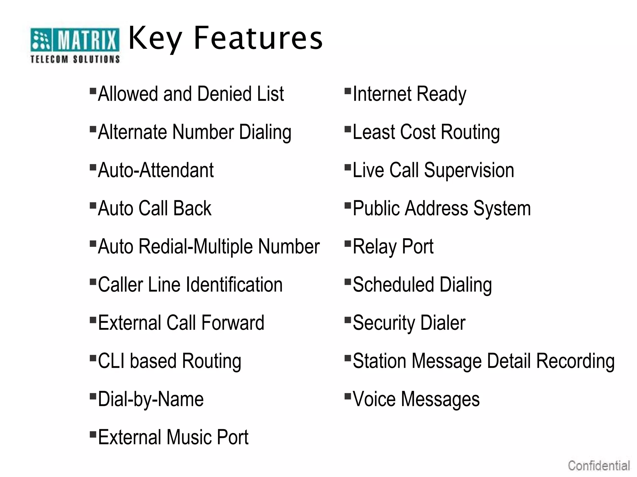 Matrix Telecom Solutions: VISION - The Office Communicator | PPT