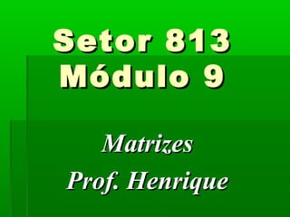 Setor 813Setor 813
Módulo 9Módulo 9
MatrizesMatrizes
Prof. HenriqueProf. Henrique
 