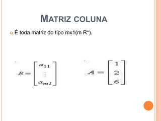 Matriz colunaÉ toda matriz do tipo mx1(m R*).