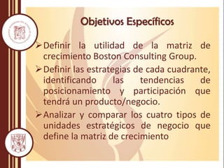 Matriz de Boston Consulting Group sus elementos | PDF