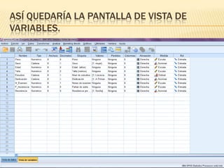 ASÍ QUEDARÍA LA PANTALLA DE VISTA DE
VARIABLES.
 